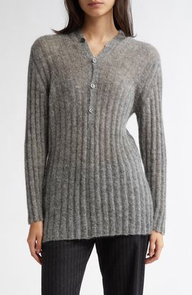 Paloma Wool Paloma Wool Naor Button Back Mohair & Alpaca Blend Rib Cardigan