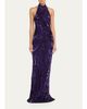 Pamella Roland Wave Beaded Halter Column Gown - 2