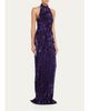 Pamella Roland Wave Beaded Halter Column Gown - 4