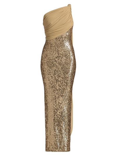 Pamella Roland Women's Sequined Chiffon One-Shoulder Gown