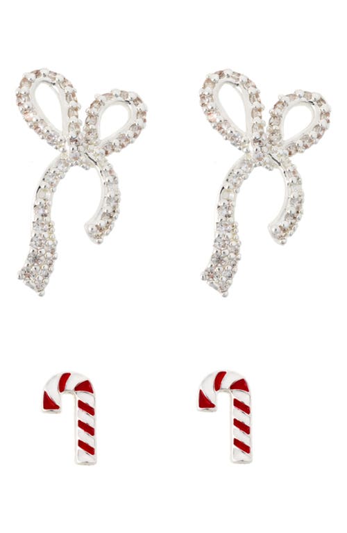 Panacea Panacea Bow & Candy Cane Stud Earrings