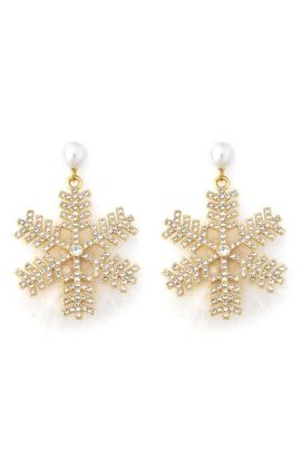 Panacea Panacea Crystal Snowflake Feather Drop Earrings