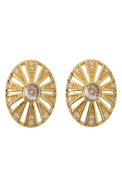 Panacea Panacea Crystal Starburst Oval Stud Earrings