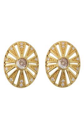 Panacea Panacea Crystal Starburst Oval Stud Earrings