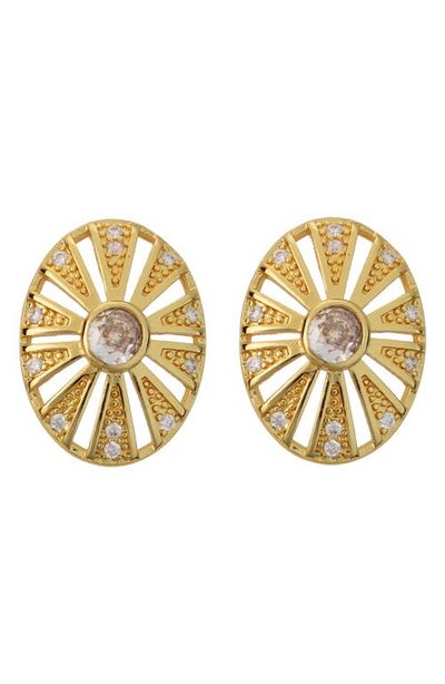 Panacea Panacea Crystal Starburst Oval Stud Earrings