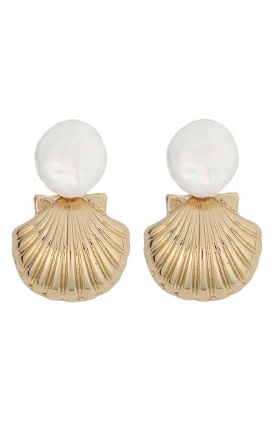 Panacea Panacea Freshwater Pearl & Shell Drop Earrings