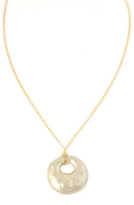 Panacea Panacea Gold Hammered Long Circle Pendant Necklace 