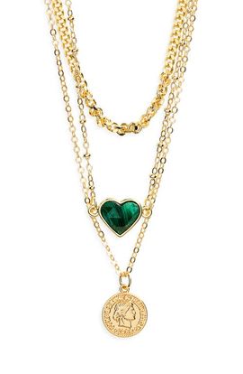 Panacea Panacea Heart & Coin Layered Pendant Necklace