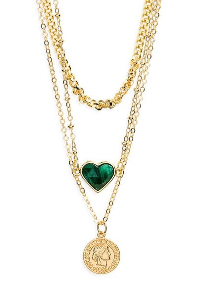 Panacea Panacea Heart & Coin Layered Pendant Necklace
