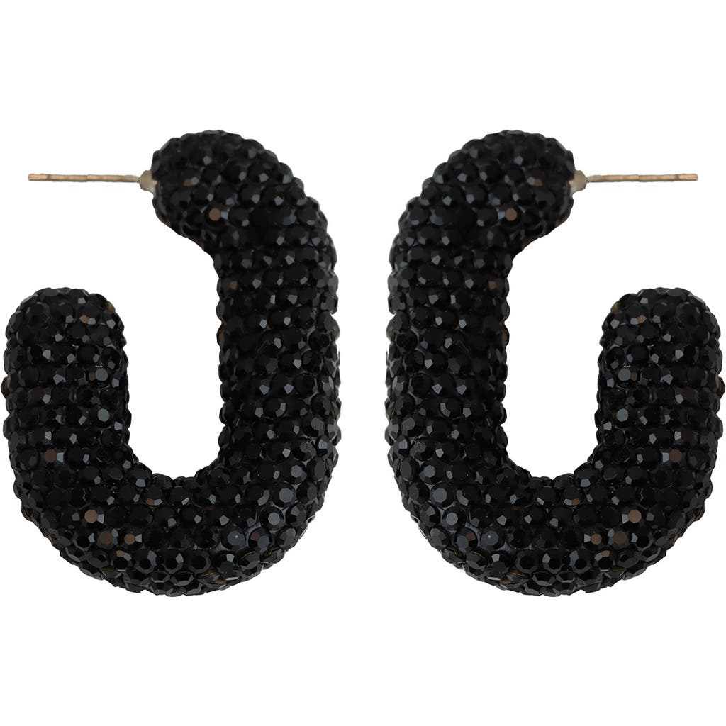 Panacea Panacea Jet Crystal J Hoop Earrings
