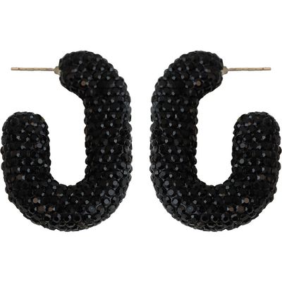 Panacea Panacea Jet Crystal J Hoop Earrings