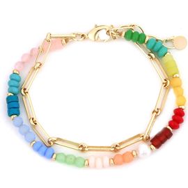 Panacea Panacea Multi-Row Beaded & Chain Bracelet 