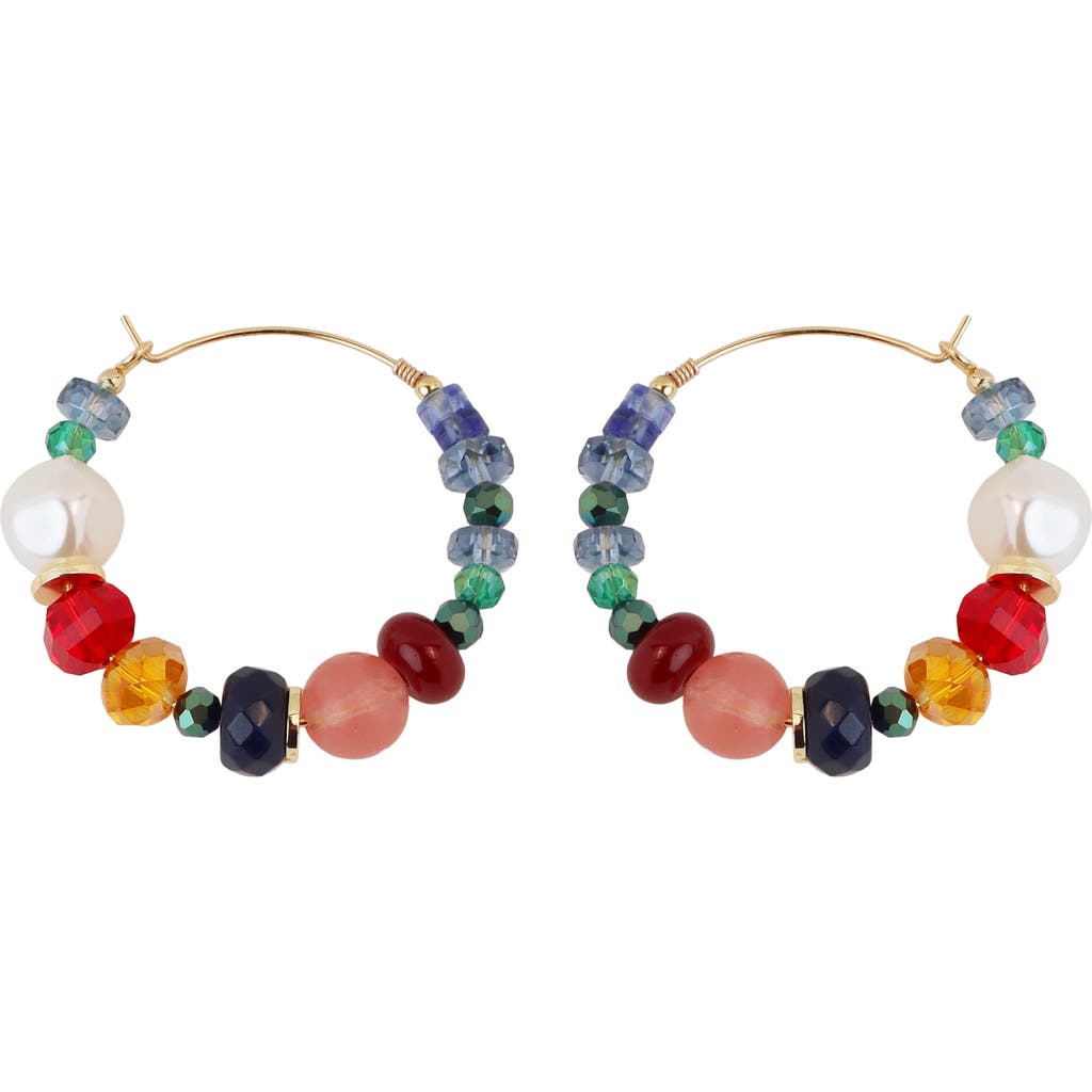 Panacea Panacea Multi Stone Hoop Earrings 