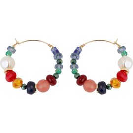 Panacea Panacea Multi Stone Hoop Earrings 