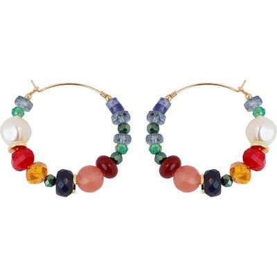 Panacea Panacea Multi Stone Hoop Earrings 