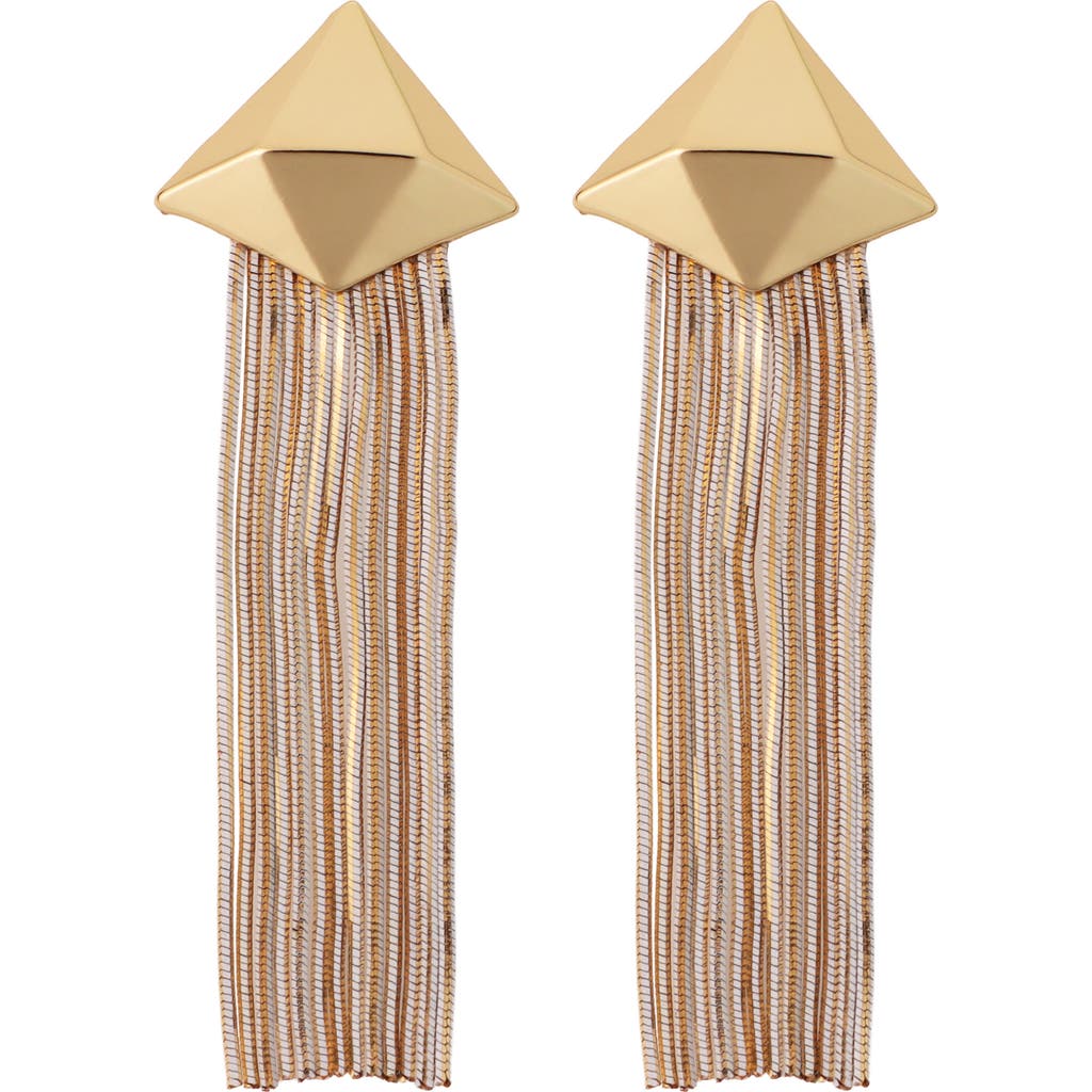 Panacea Panacea Pyramid Stud Fringe Drop Earrings