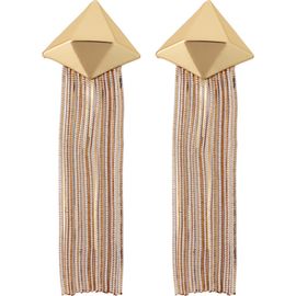Panacea Panacea Pyramid Stud Fringe Drop Earrings
