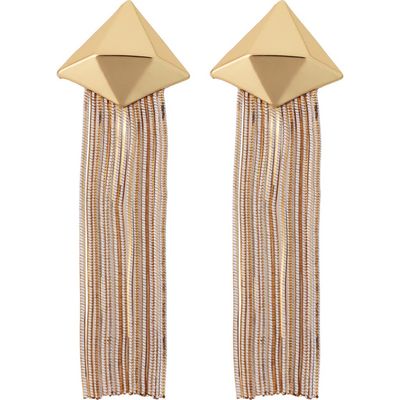 Panacea Panacea Pyramid Stud Fringe Drop Earrings