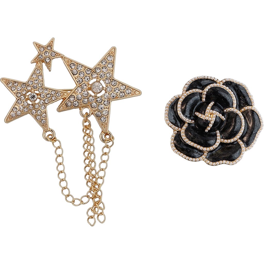 Panacea Panacea Set of 2 Star and Flower Brooches