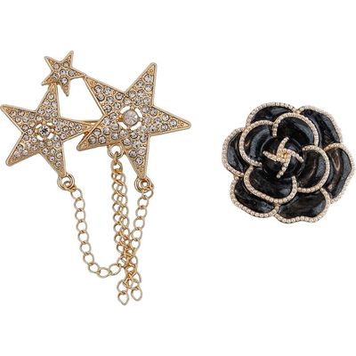 Panacea Panacea Set of 2 Star and Flower Brooches