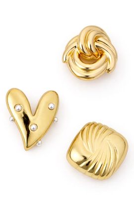 Panacea Panacea Set of 3 Heart, Knot & Square Brooches