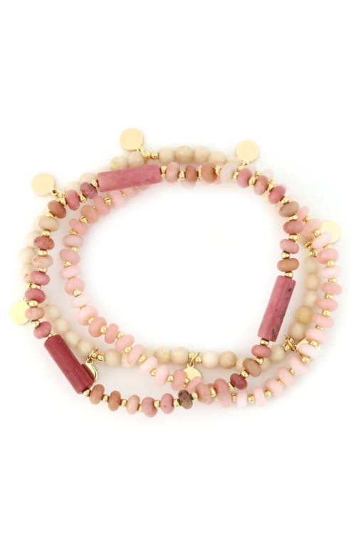 Panacea Panacea Set of 3 Stone Beaded Stretch Bracelets