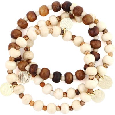 Panacea Panacea Set of 3 Tiger's Eye & Howlite Stretch Bracelets