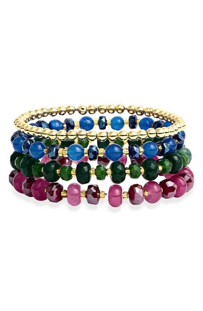 Panacea Panacea Set of 4 Mixed Glass Bead Stretch Bracelets