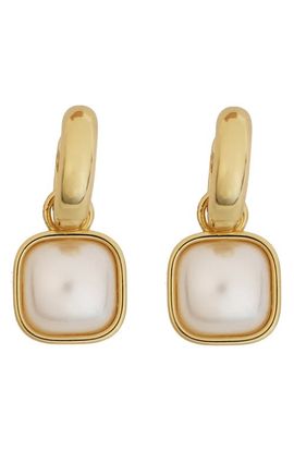 Panacea Panacea Square Faux Pearl Drop Hoop Earrings