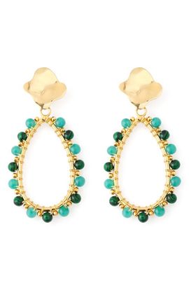 Panacea Panacea Stone and Glass Beaded Teardrop Drop Earrings