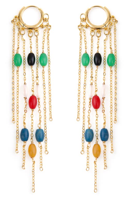 Panacea Panacea Stone Fringe Hoop Drop Earrings