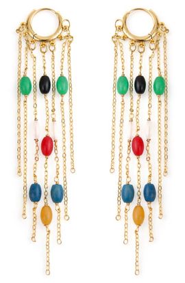 Panacea Panacea Stone Fringe Hoop Drop Earrings