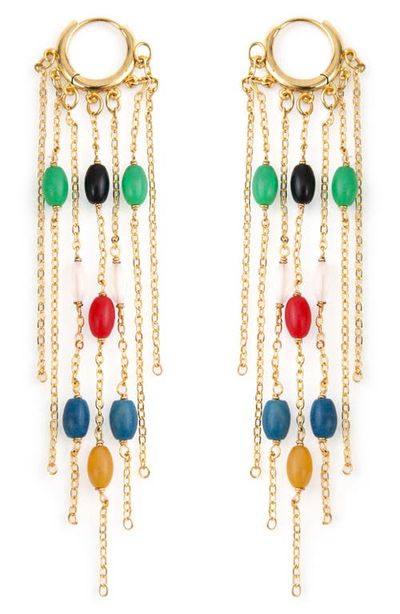 Panacea Panacea Stone Fringe Hoop Drop Earrings
