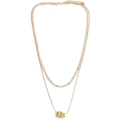 Panacea Panacea Tennis & Barrel Pendant Layered Necklace