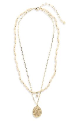 Panacea Panacea Two-Row Howlite Stone Coin Pendant Necklace