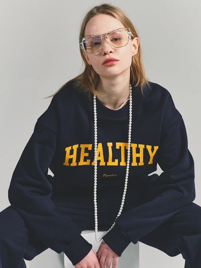 PaperBoy Crop Healthy Sweatshirt [Navy]