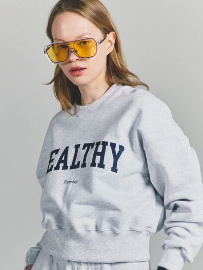 PaperBoy Crop Healthy Sweatshirt [White Melange]