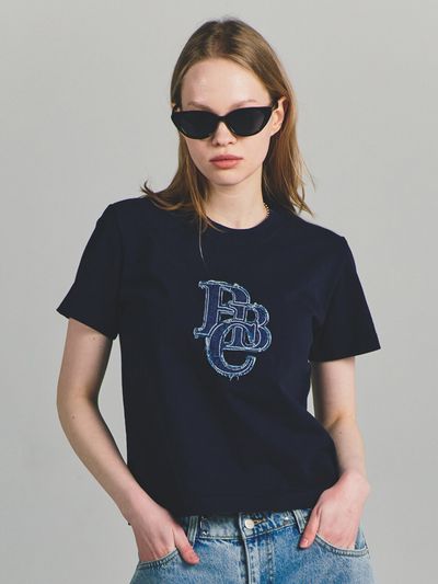 PaperBoy Cropped Twill PBC T-Shirt _ Navy