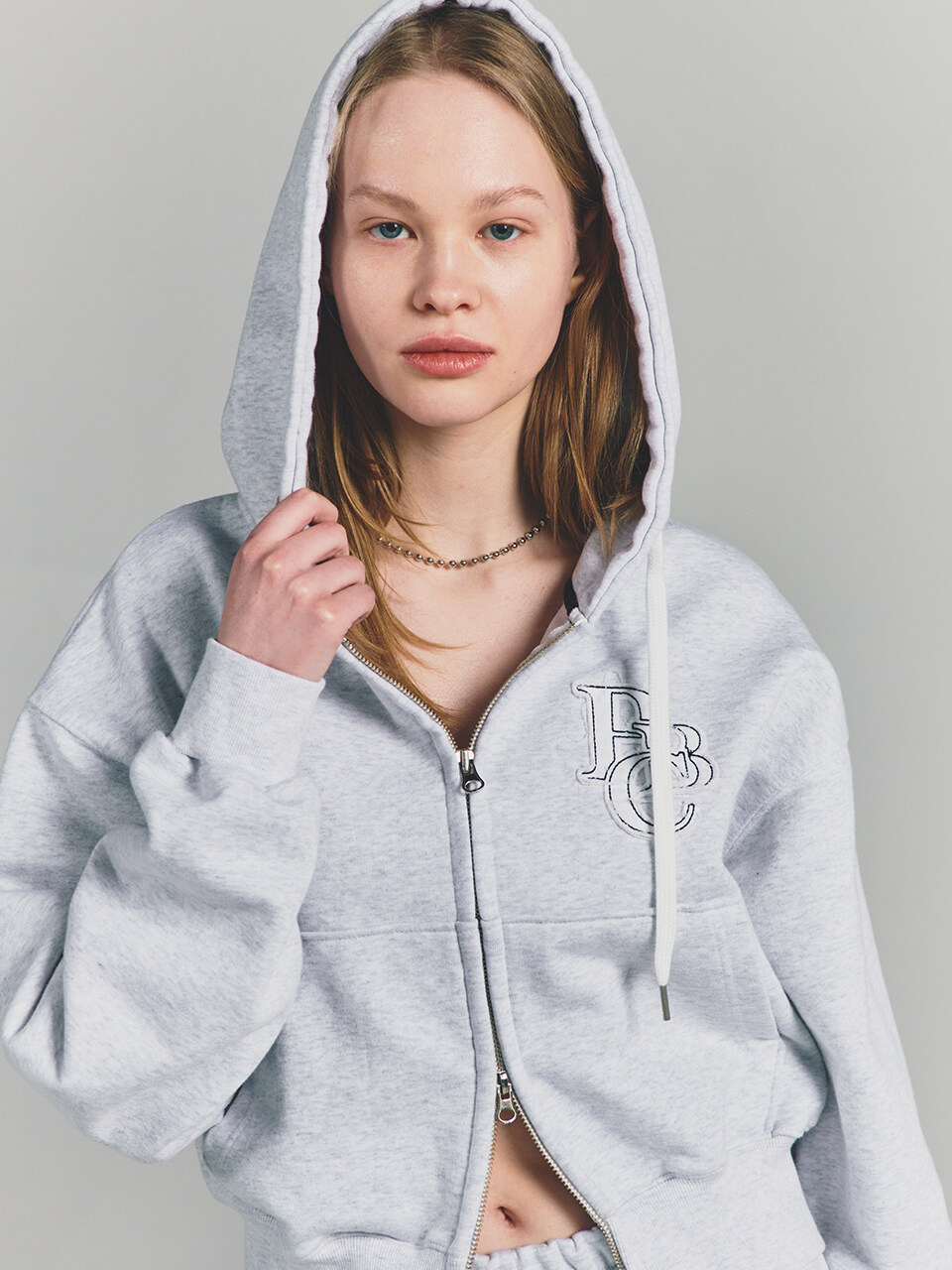 PaperBoy Twill PBC Hoodie Zip-Up _ White Melange