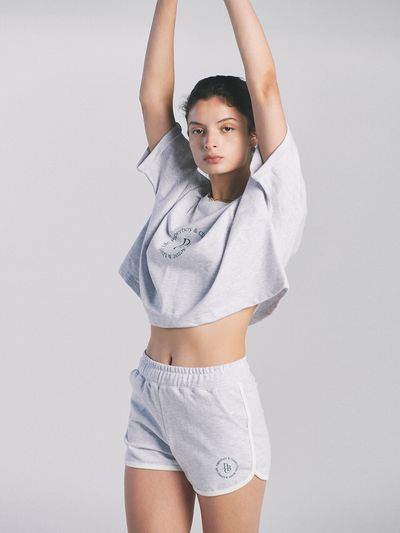 PaperBoy Woman Cozy Circle Dolphin Shorts [White Melange]