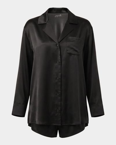 Papinelle Audrey Mulberry Silk Boyfriend Pajama Set