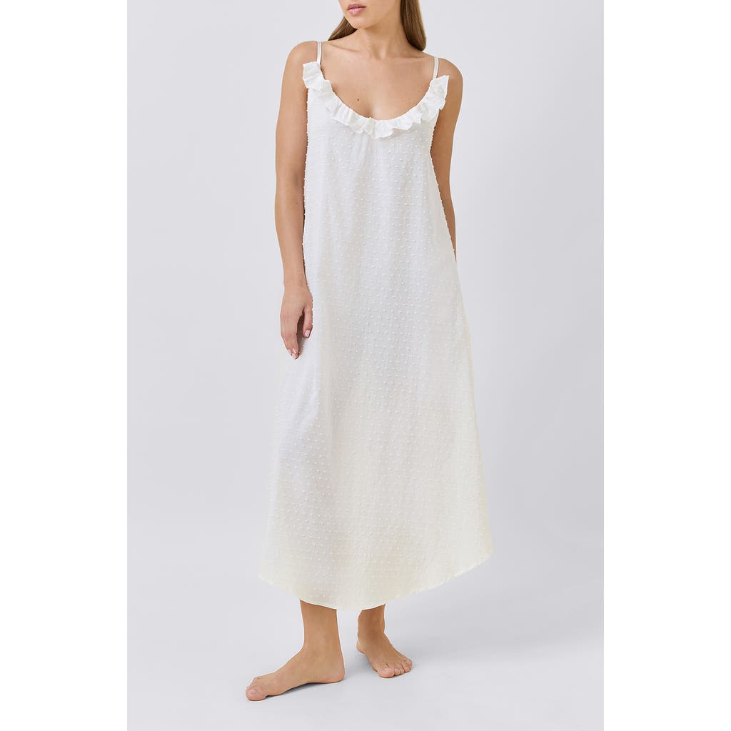 Papinelle Papinelle Swiss Dot Frill Cotton Maxi Nightgown