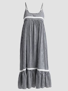 Papinelle Women's Checked Lace-Trim Cotton-Blend Seersucker Nightie