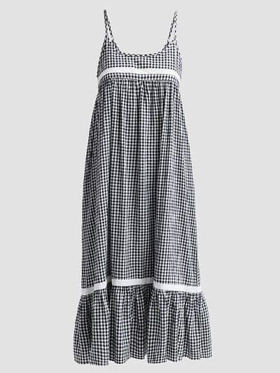 Papinelle Women's Checked Lace-Trim Cotton-Blend Seersucker Nightie