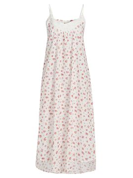 Papinelle Women's Floral Swiss Dot Maxi Nightie