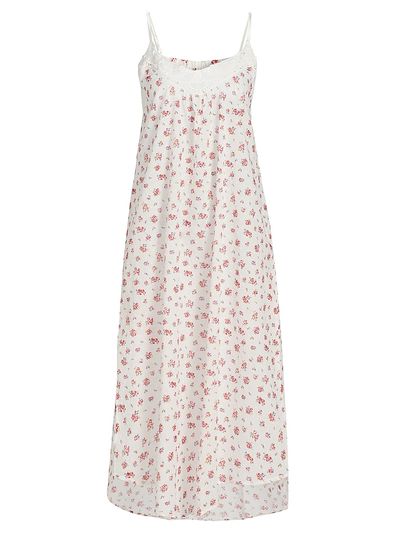 Papinelle Women's Floral Swiss Dot Maxi Nightie