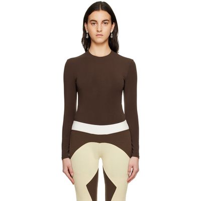 Paris Georgia Paris Georgia Brown Backless Bodysuit