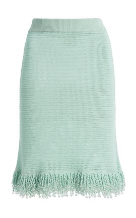 Paris Georgia Paris Georgia Fringe Cotton Midi Skirt