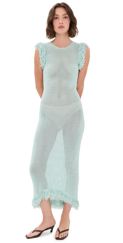 Paris Georgia Paris Georgia Fringe Dress Celeste Blue