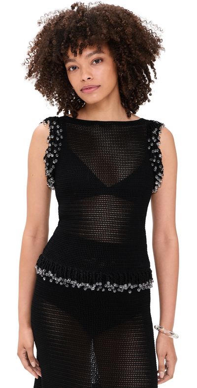 Paris Georgia Paris Georgia Fringe Top Black